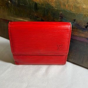 Louis Vuitton Vintage Elise Trifold Red Epi Leather Wallet GUC